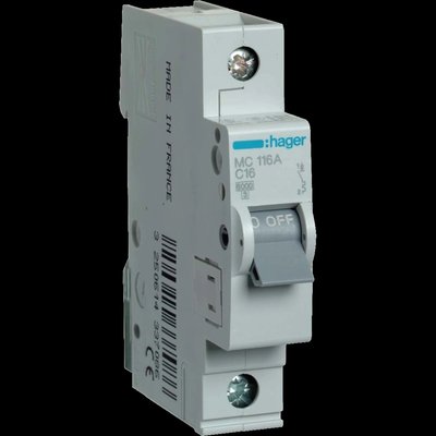 Hager In=16А «C» 6kA MC116A Автоматичний вимикач 27877 фото