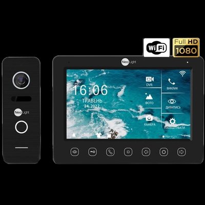 NeoLight NeoKIT HD WF B/Black Видеодомофон KAPPA+ HD WF Black, вызовная панель PRIME FHD Black с уголком 30322 фото