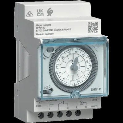 Hager EHN111 Таймер аналоговий добовий DIN 16А, 1ПК, резерв 120 годин 31508 фото