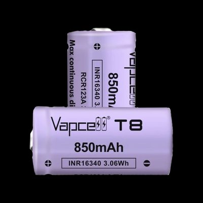 Vapcell T8 INR16340 (CR123A) 850 mah 3A, Li-ion Аккумулятор 26563 фото