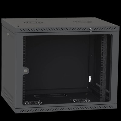 IPCOM 9U 600x600 Шкаф телекоммуникационный двери стекло (черный) 32326 фото