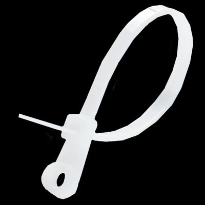 APRO 5х200 Стяжка кабельная с кольцом белая (пач. 100шт.) 28087 фото