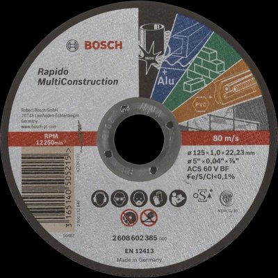 Bosch Multi Construction Rapido 125x1.0x22.2 Отрезной круг по металлу 30368 фото