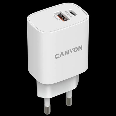 Canyon H-08 white (QC18W/PD 20W) Сетевое зарядное устройство 28902 фото